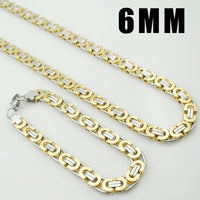 Moorvan Stainless Steel Men Jewelry Set Fashion Egypt Byzantine Bracelet Necklace Sets 11mm Width Jewellery for Women&#39;s Man&#39;s