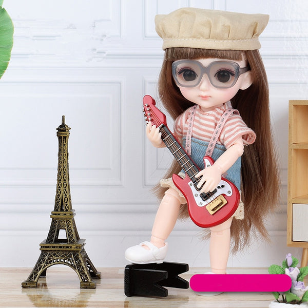 New Arrival 13 Moveable Jointed 16cm Dolls 1/12 Bjd Doll Dress Up with Clothes Shoes Glasses Dolls Toy for Girls Gift