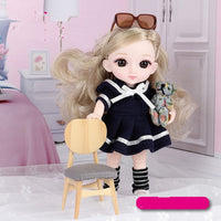New Arrival 13 Moveable Jointed 16cm Dolls 1/12 Bjd Doll Dress Up with Clothes Shoes Glasses Dolls Toy for Girls Gift