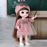 New Arrival 13 Moveable Jointed 16cm Dolls 1/12 Bjd Doll Dress Up with Clothes Shoes Glasses Dolls Toy for Girls Gift