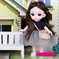 New Arrival 13 Moveable Jointed 16cm Dolls 1/12 Bjd Doll Dress Up with Clothes Shoes Glasses Dolls Toy for Girls Gift