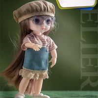 New Arrival 13 Moveable Jointed 16cm Dolls 1/12 Bjd Doll Dress Up with Clothes Shoes Glasses Dolls Toy for Girls Gift