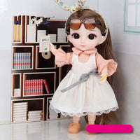 New Arrival 13 Moveable Jointed 16cm Dolls 1/12 Bjd Doll Dress Up with Clothes Shoes Glasses Dolls Toy for Girls Gift