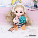 New Arrival 13 Moveable Jointed 16cm Dolls 1/12 Bjd Doll Dress Up with Clothes Shoes Glasses Dolls Toy for Girls Gift