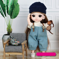 New Arrival 13 Moveable Jointed 16cm Dolls 1/12 Bjd Doll Dress Up with Clothes Shoes Glasses Dolls Toy for Girls Gift