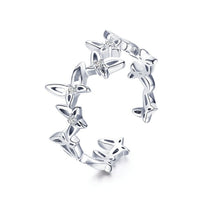 WOSTU Real 925 Sterling Silver Open Ring Finger Adjustable Size Wedding Rings For Women Engagement Fashion Silver Jewelry Gift