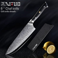 XITUO Damascus Chef Knife VG10 Professional Kitchen Knife Cleaver Cooking Tool Exquisite Plum Rivet G10 Handle 1-5PCS Set Gift