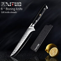 XITUO Damascus Chef Knife VG10 Professional Kitchen Knife Cleaver Cooking Tool Exquisite Plum Rivet G10 Handle 1-5PCS Set Gift