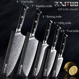 XITUO Damascus Chef Knife VG10 Professional Kitchen Knife Cleaver Cooking Tool Exquisite Plum Rivet G10 Handle 1-5PCS Set Gift