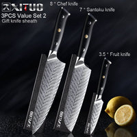XITUO Damascus Chef Knife VG10 Professional Kitchen Knife Cleaver Cooking Tool Exquisite Plum Rivet G10 Handle 1-5PCS Set Gift