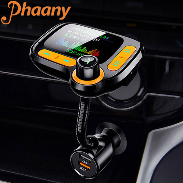 Phaany FM Transmitter Bluetooth 5.0 AUX Handsfree Car Kit Auto Radio Car MP3 Player QC3.0 Quick Charge Dual USB Car Charger