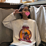 Autumn kawaii cartoon Printing T Shirt Women Long Sleeve Tshirt Femme Oversized korean Casual Loose T-Shirts Harajuku white Tops