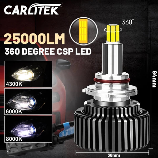 25000LM H7 LED Headlight 360 Degree CSP LED 9012 HIR2 4300K H1 H11 H4 HB3 HB4 H8 H9 9005 9006 6000K 8000K 100W High Low Beam 12V