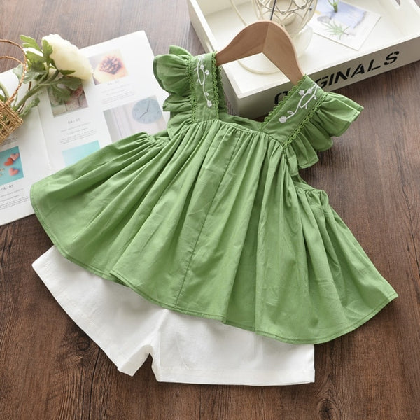 Kids Girls Clothing Sets Summer New Style Brand  Baby Girls Clothes short Sleeve T-Shirt+Pant Dress 2Pcs Children Clothes Suits