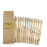 12 Pack Toothbrush Eco Friendly Bamboo Soft Fibre Toothbrush Teeth Brush Solid Bamboo Handle  100%Biodegradable