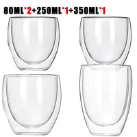 Transparent glass coffee cup milk whiskey tea beer double creative heat resistant cocktail Vodka wine mug Drinkware tumbler cups