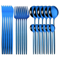 24Pcs Mirror Gold Dinnerware Cutlery Set Stainless Steel Tableware Set Knife Fork Coffee Spoon Party Flatware Silverware Set