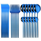 24Pcs Mirror Gold Dinnerware Cutlery Set Stainless Steel Tableware Set Knife Fork Coffee Spoon Party Flatware Silverware Set