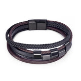 Jiayiqi Fashion Natural Stone Beads Men Bracelet Multilayer Leather Bracelet Punk Jewelry Stainless Steel Magnetic Clasp Bangles