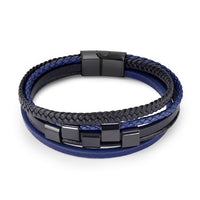 Jiayiqi Fashion Natural Stone Beads Men Bracelet Multilayer Leather Bracelet Punk Jewelry Stainless Steel Magnetic Clasp Bangles