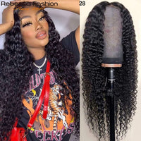 13x4 Deep Wave Lace Front Human Hair Wigs T Part Lace Wig Pre Plucked With Baby Hair Brazilian Deep Curly Frontal Wig For Women