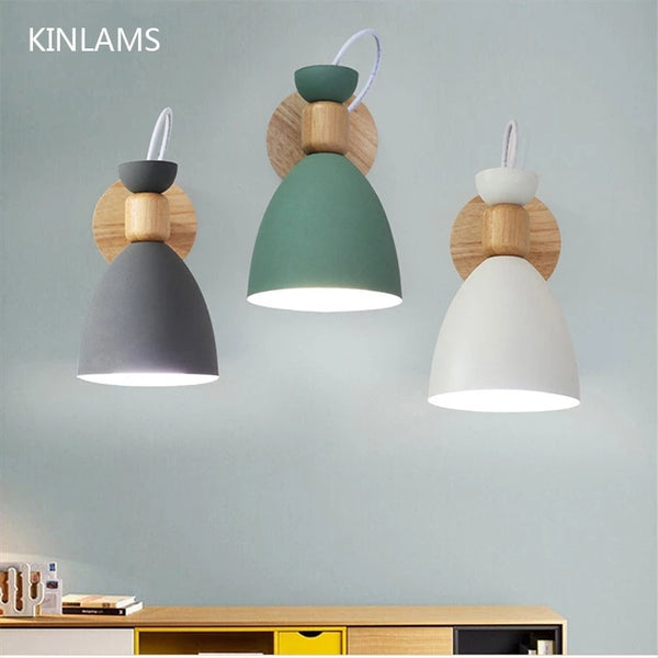 Nordic Creative Simple LED Lights Solid Wood Wall Lamp Indoor Lighting Living Room Staircase Hotel Aisle Bedroom Bedside Sconce