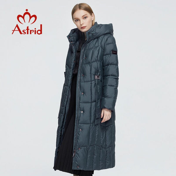 Astrid 2021 New Winter Women&#39;s coat women long warm parka Plaid fashion thick Jacket hooded Bio-Down female clothing Design 9546