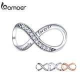 BAMOER Infinity Series Jewelry, Family Forever Charms, 925 Sterling Silver Clear Crystal Charm for Charm Bracelet