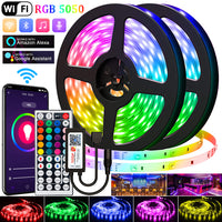 LED Strip Lights RGB 5050 Bluetooth Waterproof WIFI Flexible Lamp Tape DC12V TV BackLight Bedroom Decorate Supports Alexa Google