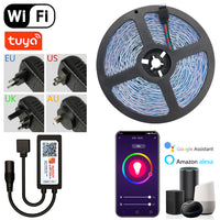 LED Strip Lights RGB 5050 Bluetooth Waterproof WIFI Flexible Lamp Tape DC12V TV BackLight Bedroom Decorate Supports Alexa Google