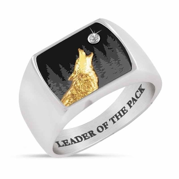 Europe Style Moon Wolf Rings for Women Fashion Classic Punk  Men Ring Vintage Leader of The Pack Accessories Party Jewelry Gift