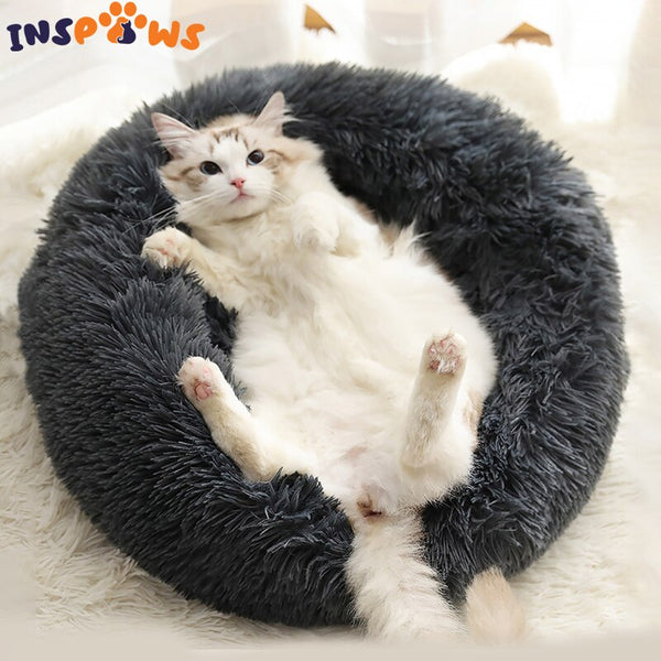 Round Donut Dog Bed Plush Pet Basket Cuddler Soft Warm Nest Cat Sleeping Bag Sofa Calming Cozy Cushion Beds for Small Large Dogs