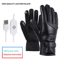 Loogdeel Winter Electric Heated Gloves Windproof Cycling Warm Heating Touch Screen Skiing Gloves USB Powered For Men Women