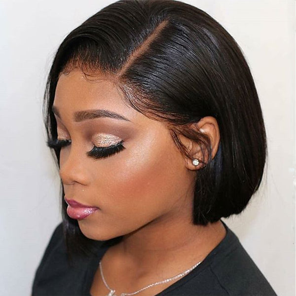 Straight Human Hair Wigs 4x4 Lace Closure Human Hair Wigs 180% Brazilian Remy Short Straight Bob Wig Preplucked Natural Hairline