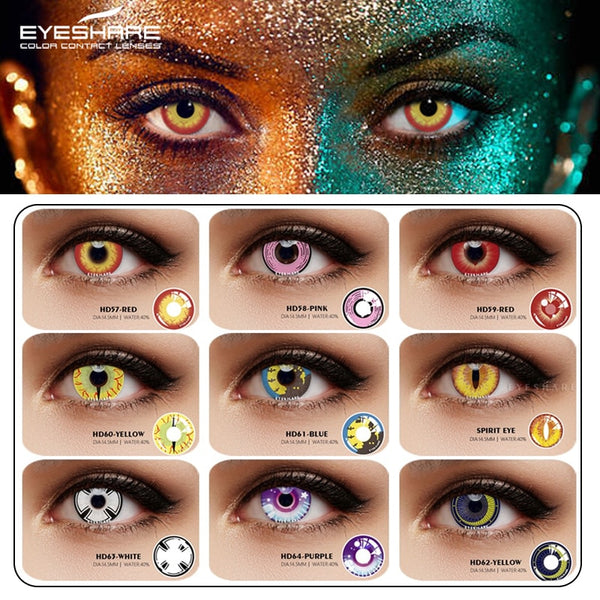 EYESHARE Color Contact Lenses For Eyes 2pcs Anime Cosplay Colored Lenses Blue Red Halloween Lenses Contact Lens Beauty Makeup