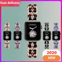Strap For Apple Watch 7 Band 45MM 41MM 6 5 4 3 2 38 mm 42mm Bracelet Stainless Steel luxury for iWatch series 7 6 se  40mm 44mm