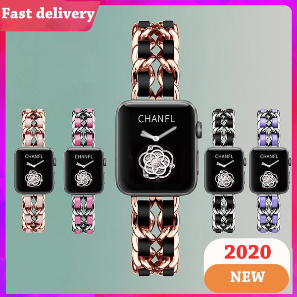 Strap For Apple Watch 7 Band 45MM 41MM 6 5 4 3 2 38 mm 42mm Bracelet Stainless Steel luxury for iWatch series 7 6 se  40mm 44mm