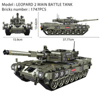 Military 1747pcs Leopard 2 Main Battle Tank Set Building Blocks Army Soldiers German Tank Weapon Bricks Toys Gifts For Kids Boys