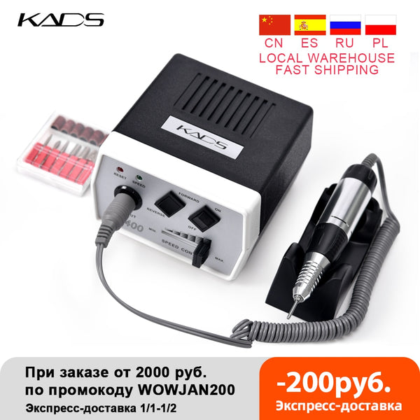 KADS Nail Drill Machine Nail File Electric 35W 30000RPM Nail Polisher Manicure Machine Milling Cutters Nail Drill US EU Plug