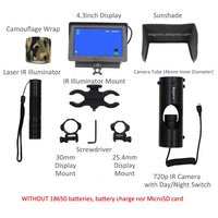 Scope Accessories Night Vision IR Camera for Rifle Hunting with Monitor and 850nm Flashlight 720p Video Record Shockproof