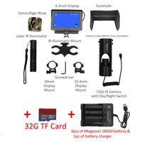 Scope Accessories Night Vision IR Camera for Rifle Hunting with Monitor and 850nm Flashlight 720p Video Record Shockproof