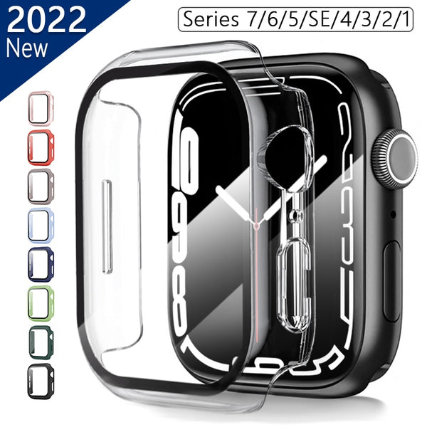 Glass + Cover For Apple Watch case 7/6/SE/5/4/3/2/1 iWatch 42mm 38mm bumper Tempered Glass for apple watch 44mm 40mm 45mm 41mm