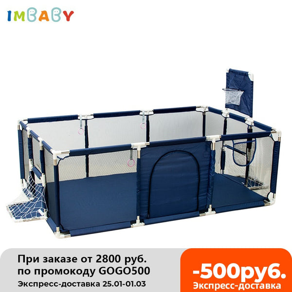 IMBABY black Kids Furniture Playpen For Children Large Dry Pool Baby Playpen Safety Indoor Barriers Home Playground Park For 0-6 Years