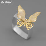 INATURE 925 Sterling Silver Luxury Butterfly Rings for Women Fashion Jewelry Finger Ring