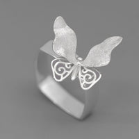 INATURE 925 Sterling Silver Luxury Butterfly Rings for Women Fashion Jewelry Finger Ring
