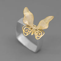 INATURE 925 Sterling Silver Luxury Butterfly Rings for Women Fashion Jewelry Finger Ring
