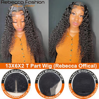 13x4 Deep Wave Lace Front Human Hair Wigs T Part Lace Wig Pre Plucked With Baby Hair Brazilian Deep Curly Frontal Wig For Women