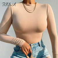 FSDA Long Sleeve Knitted Skinny Bodysuit Women Winter Autumn 2021 Solid Square Collar White Black Casual Body Top Jumpsuit