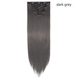 HAIRRO Synthetic 26Inches 8Pcs/set 16 Clips Long Straight Clips in Hair Extensions High Temperature Fiber Black Brown Hairpiece