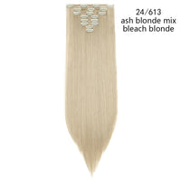 HAIRRO Synthetic 26Inches 8Pcs/set 16 Clips Long Straight Clips in Hair Extensions High Temperature Fiber Black Brown Hairpiece